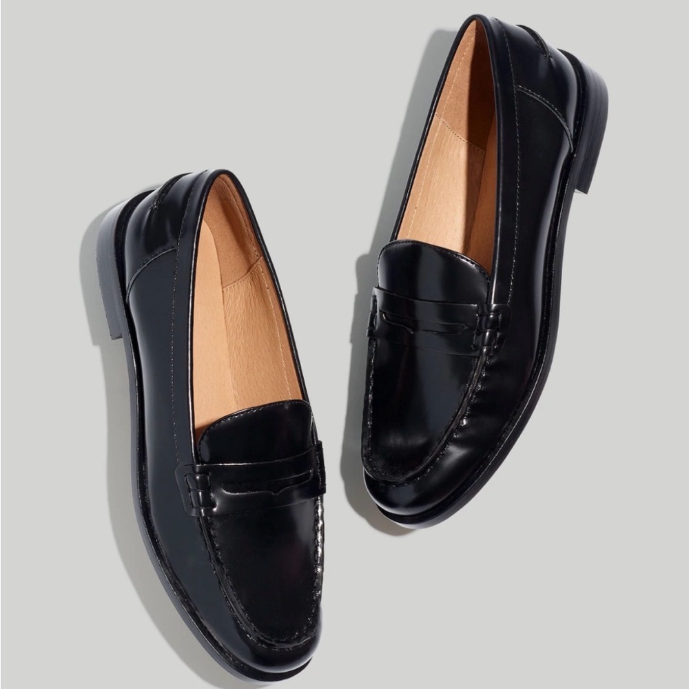Madewell ~ Classic Nye Black Leather Penny Loafers